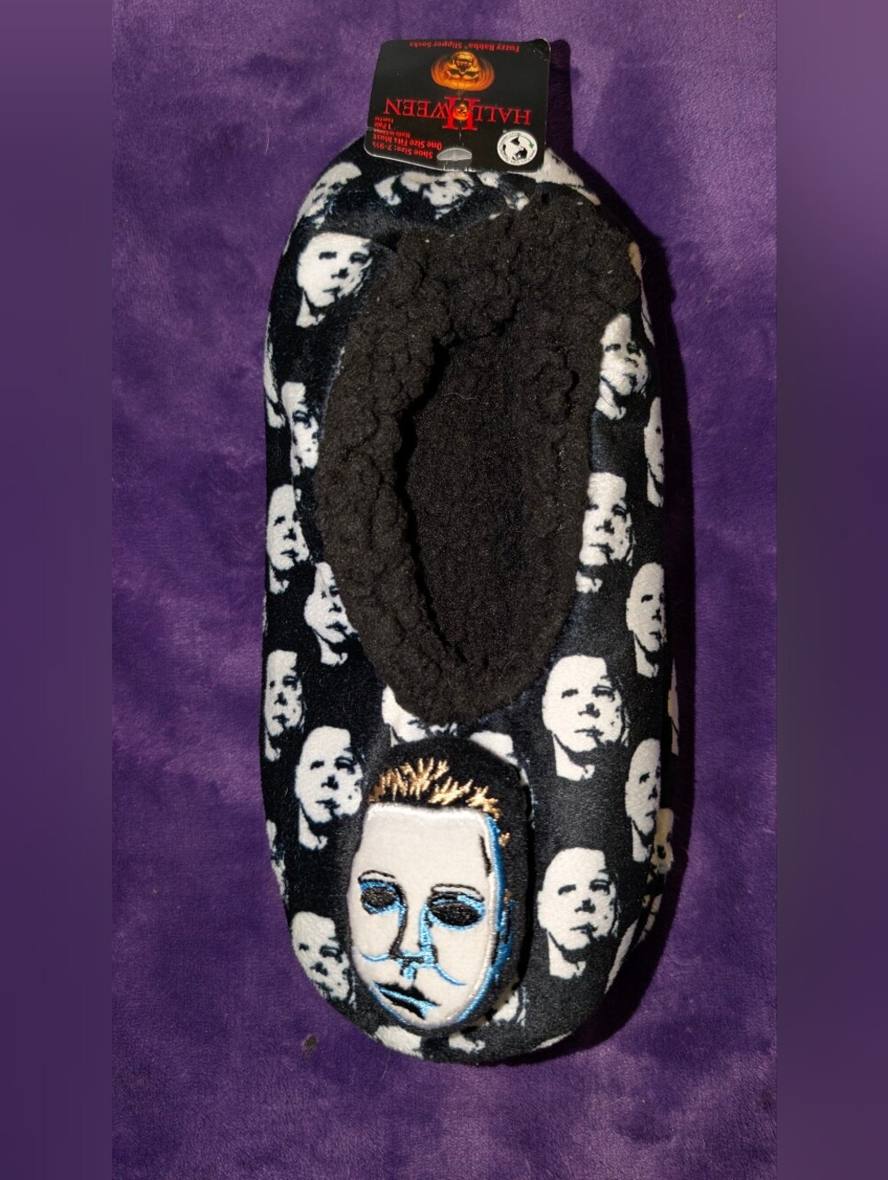 NWT Halloween II Michael Myers Fuzzy Babba Slipper Socks S/M Shoe 7.5-9.5 NEW